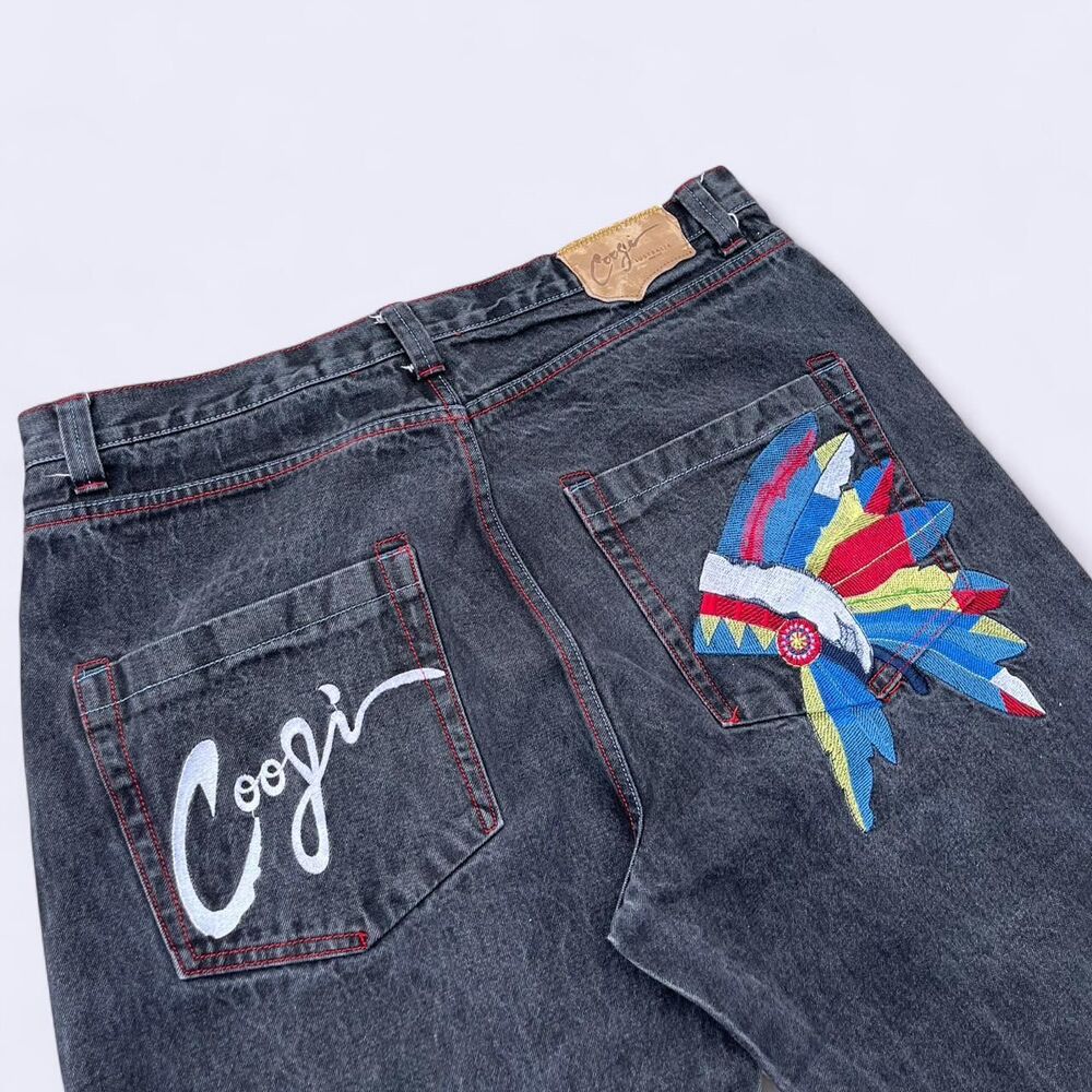vintage Coogi Men's Black and Grey Jeans